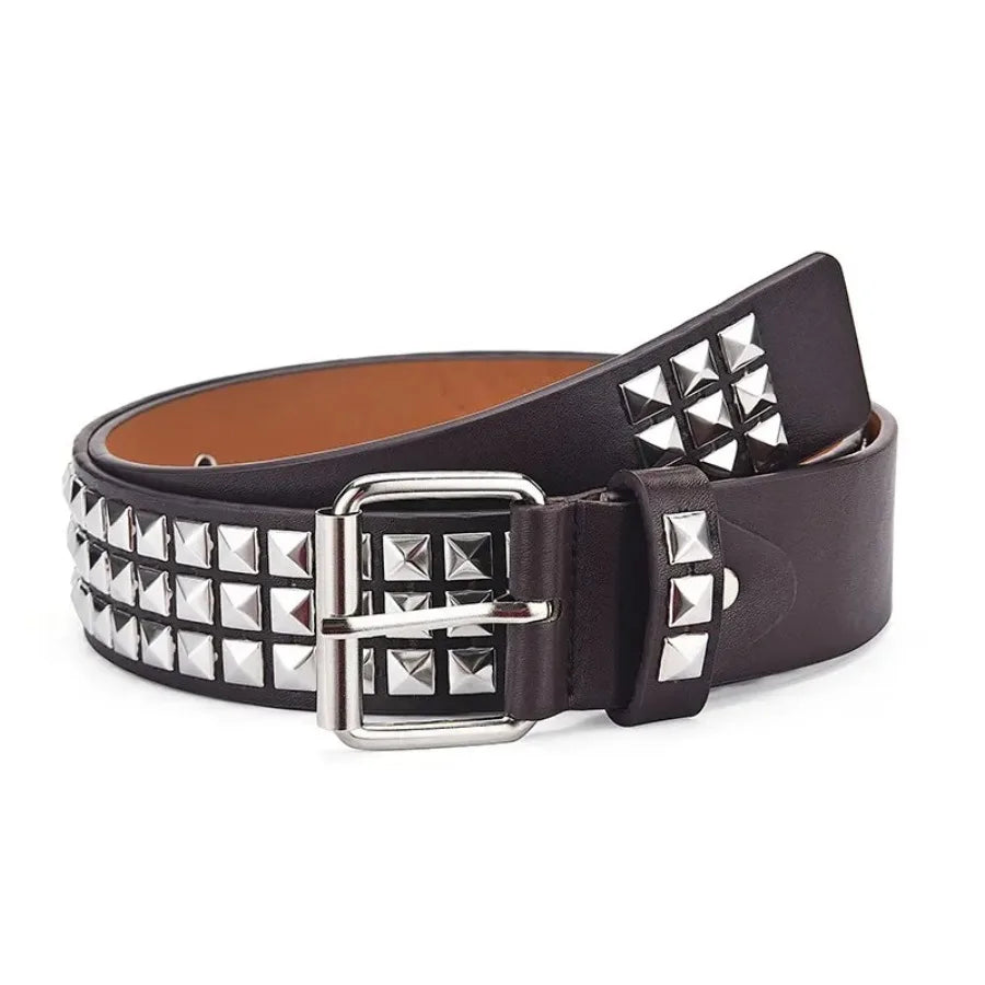 Fashion New Square Bead Rivet Belt Metal Pyramid Belt Men and Women Punk Hardware Jeans Belt Y2K Belt Designer Belt Women's Bel