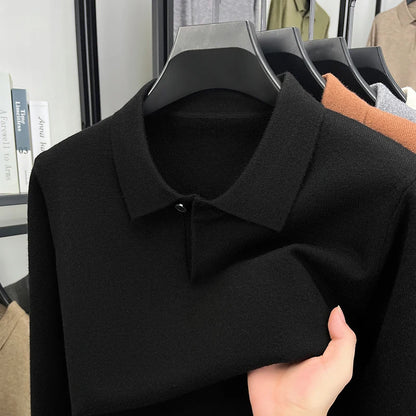 Men's Wool Blend Polo Sweater Heavyweight Warm Knitwear Anti-Pilling Soft Touch Long Sleeve Pullover Autumn Winter