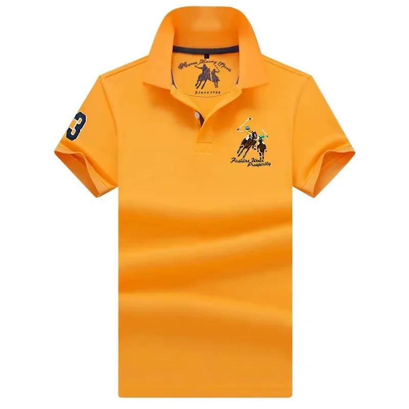 Fashion Polo T Shirt Man Cotton Big Size Polo Shirt Men Casual Embroidery Lapel Button Shirt Short Sleeve High Quality Male Red