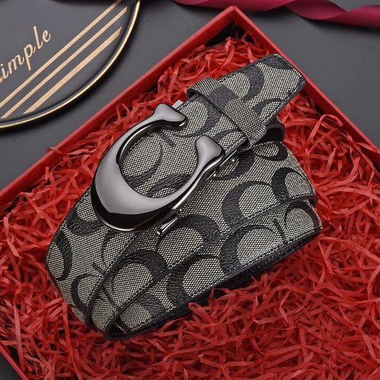 New 3.4cm fashion Women's Belt Formal Leather Canvas Male Belt High Quality Metal Automatic Buckle business Belt for men jeans