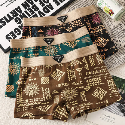 3PCS/Pack 100% Cotton Vintage Print Women's Panties Super Soft Hygroscopic Breathable Underwear High Elastic Waistband Shorts
