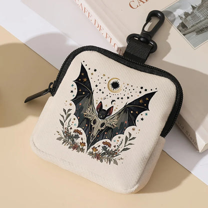 Durable Mini Coin Purse Artificial Leather Cat Print Wallet Waterproof Portable Earphone Bag Friends Gift
