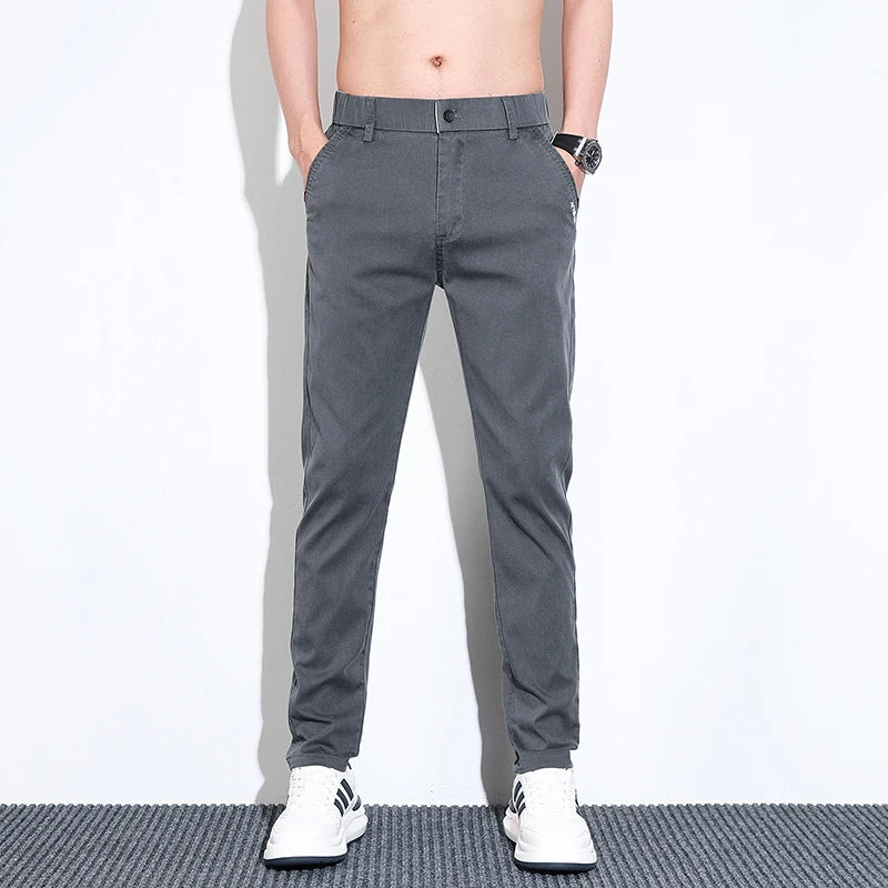 Men's Clothes Lyocell Thin Casual Pants Men Fashion Slim Classic Spring Summer Trousers Stretch Breathable Business Pants