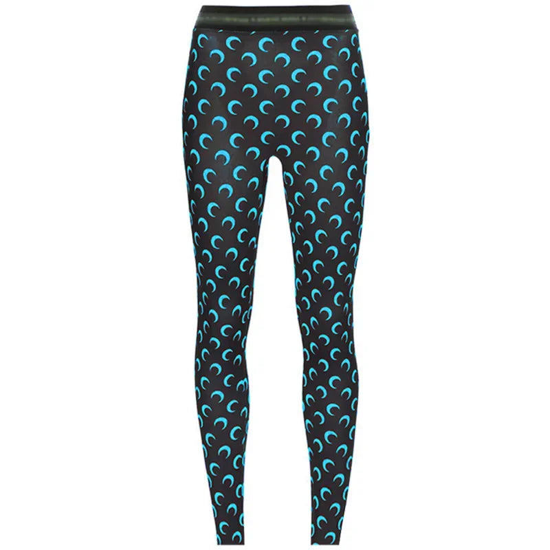 Fashionable Women Printed Elastic Jumpsuit Summer Casual Seamless Tight Thin Women\'s High Waisted Leggings
