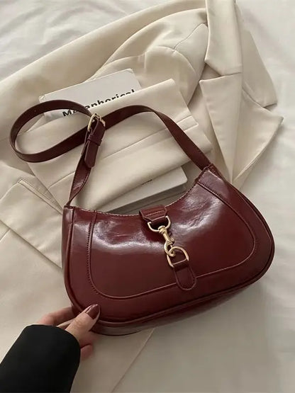 Women's Simple Solid Color Shoulder Bag, Casual Everyday Style, Fashionable Burgundy Color.Shoulder Bag/Tote Bag