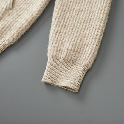 New Men's Thick Zipper Hoodie Cardigan100% Merino Wool Knitted Sweater Casual Loose Autumn/Winter Warm Hoodie Long Sleeve Jacket