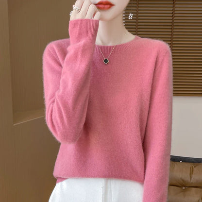 Women 100% Merino Wool Sweater New Fashion O-Neck Pullover Tops Basic Jumper Autumn Winter Woman Cashmere Sweater Knitted Blouse
