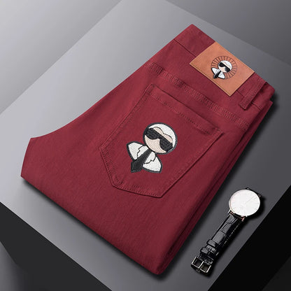 Fashion Men Jeans Stretch Straight Leg Casual Slim Fit Denim Pants Male Brand Luxury Design