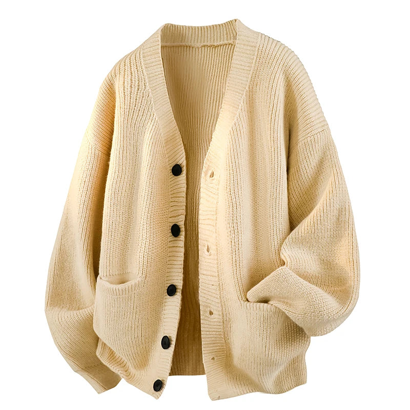 Men's Autumn and Winter Outdoor Comfortable Windproof Warm Cardigan Sweater Fashion Trend Versatile Knitted Warm Casual Jacket