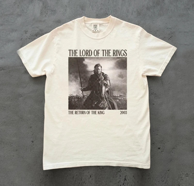 Printed pattern, casual short sleeved T-shirt for daily wear, King's Return T-shirt, Lord of the Rings T-shirt