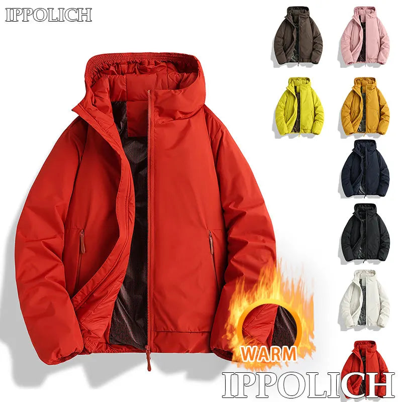 Outdoor Warm Jacket Autumn Winter Windproof Waterproof Men Hooded Casual Sports Jacket Women Sport Running Hiking Ski Thick Coat