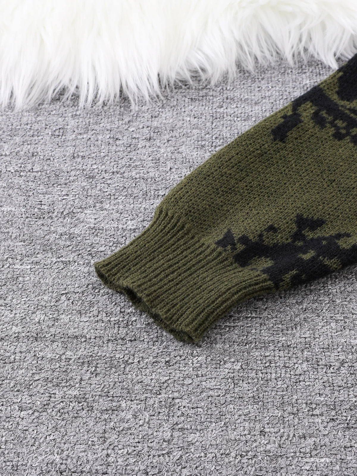 New Trendy Autumn and Winter Abstract Eye Jacquard Pattern Pullover Sweater Casual Round Neck Knitted Men's Pullover