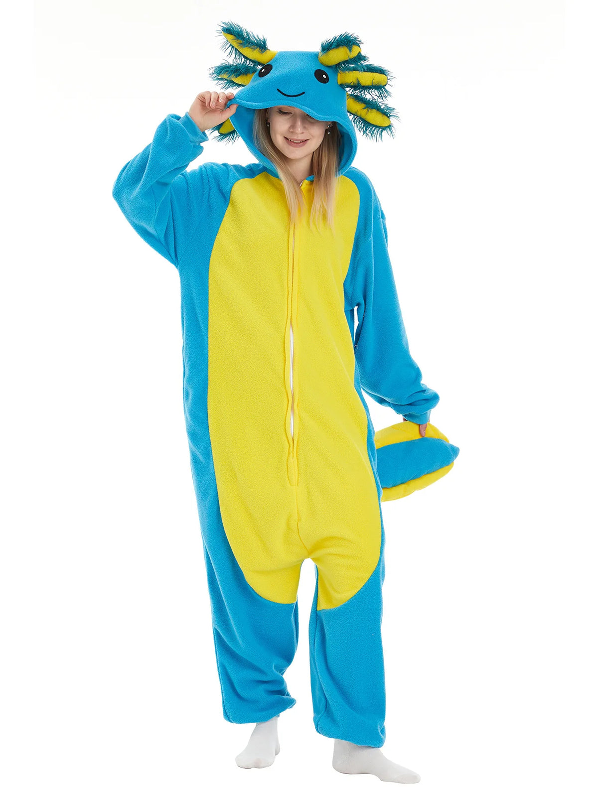 Animal Axolotl Kigurumi Pyjamas Halloween Family Onesie Adult Cartoon Purple Pink Blue Pajama Cosplay Party Women Men Homewear