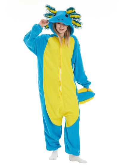 Animal Axolotl Kigurumi Pyjamas Halloween Family Onesie Adult Cartoon Purple Pink Blue Pajama Cosplay Party Women Men Homewear