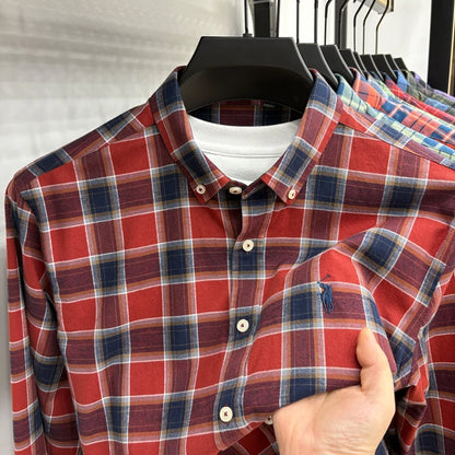 Luxury Brand Embroidery 100% Cotton Long Sleeved Shirt Men's New Shirt Men's Casual Loose Top Business Men