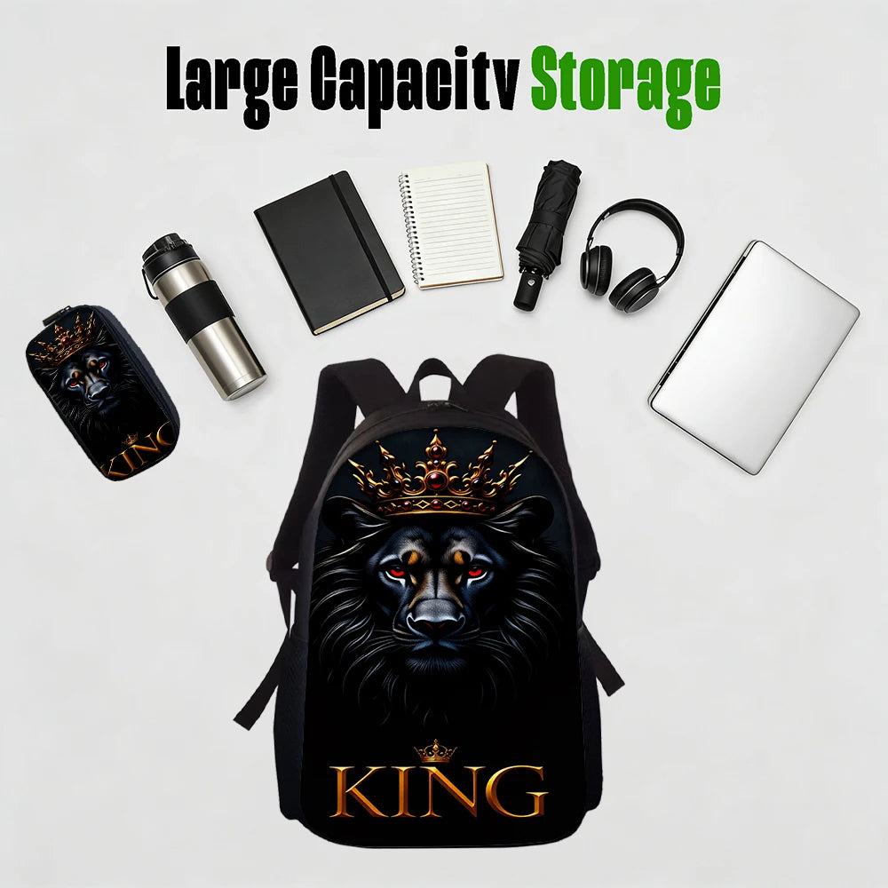 1/2/3/4/5pcs Lion King Pattern Backpack Set - Large-Capacity Casual Backpack with Matching Clutch & Tote Bag for Daily Use