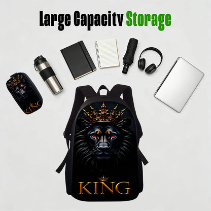 1/2/3/4/5pcs Lion King Pattern Backpack Set - Large-Capacity Casual Backpack with Matching Clutch & Tote Bag for Daily Use
