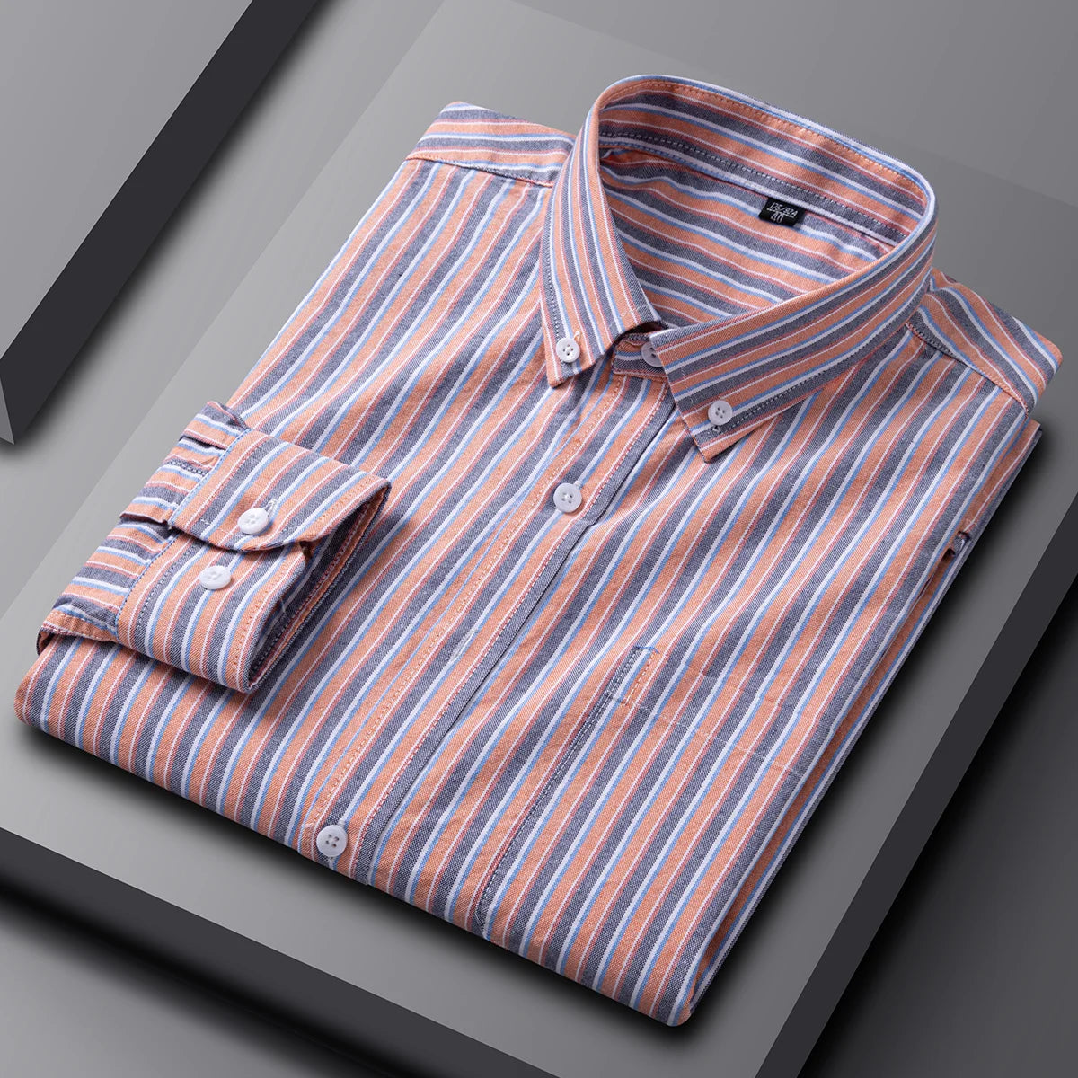 New in Shirt 100% Cotton Oxford Plaid Long Sleeve Shirts for Man Slim Fit Formal Plain Shirt Soft Striped Casual Elegant Clothes