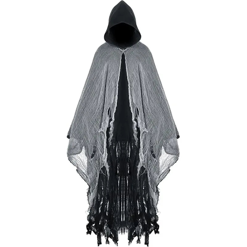 Grim Reaper Costume Cloak with Hood Dune Costume Medieval Renaissance Cloak Halloween Witch Wizard Vampire Cape Party Cosplay