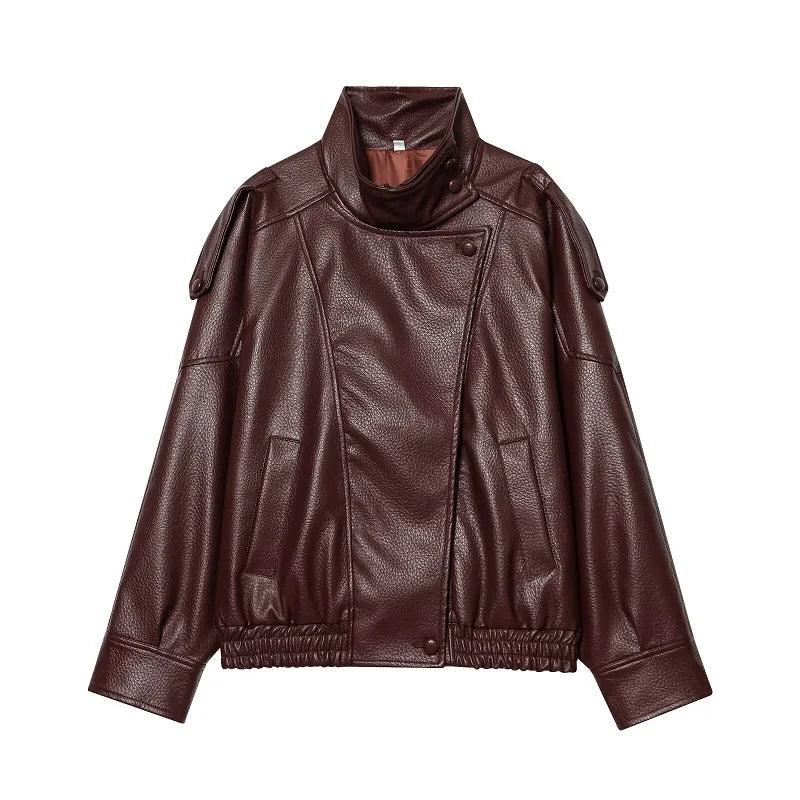 MUJER Faux Leather Jackets for Women Oversize Women's Bomber Jacket Fashion Winter Womens Coats Outerwears Demi-season Jackets