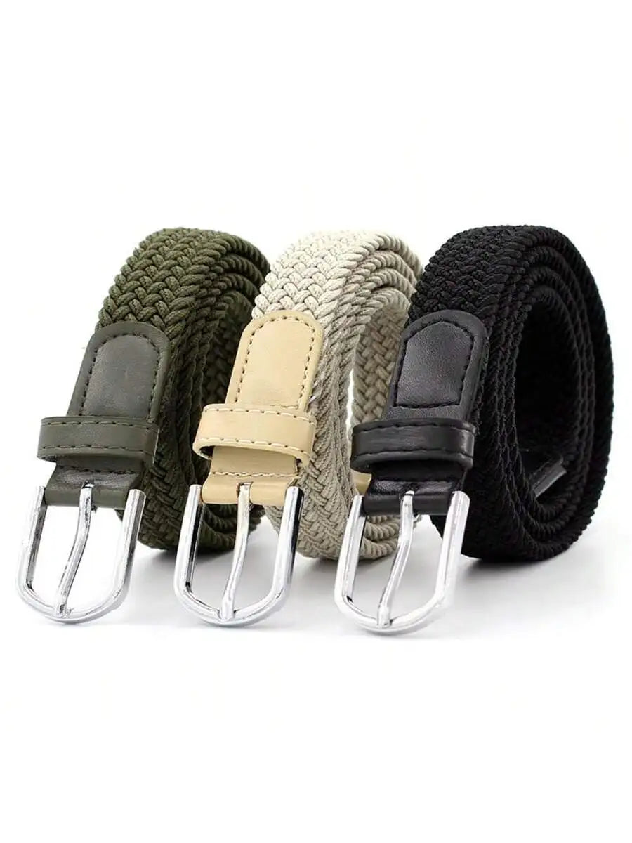 Fashionable Elastic Woven Belt With Stretchable Buckle, Unisex Students All-Match Accessory Belt For Women Summer, School Fall,
