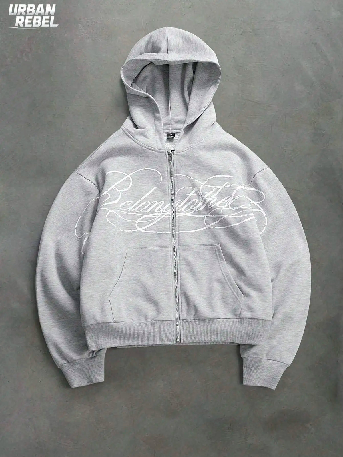 Autumn Streetwear Cropped Zip Up Hoodie Men Letter Graphic Print Front Pocket Oversized Loose Sweatshirt Casual Daily Wear 2026