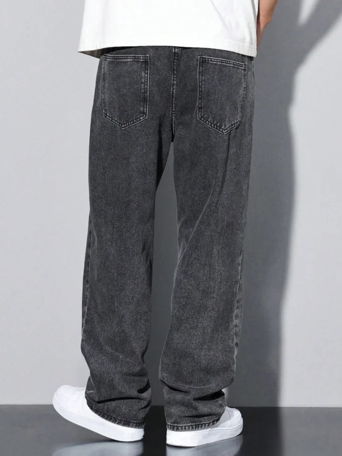 2026 New Style Streetwear Straight-Leg Jeans for Men, Fashionable Straight-Leg Loose-Fit Denim Pants