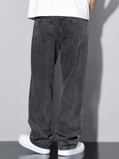 2026 New Style Streetwear Straight-Leg Jeans for Men, Fashionable Straight-Leg Loose-Fit Denim Pants