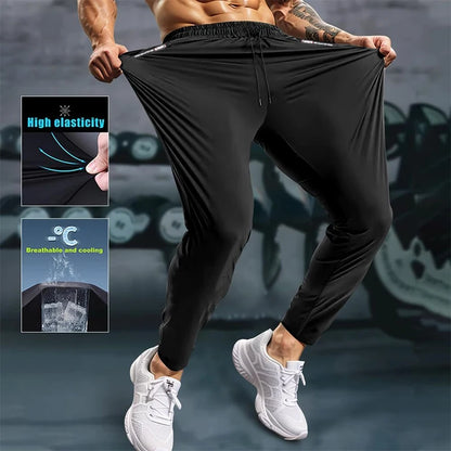 Men's Athletic Stretchy Quick Dry Pants with Zipper Pockets Lightweight Sweatpants for Outdoor Hiking Fishing Running Workout