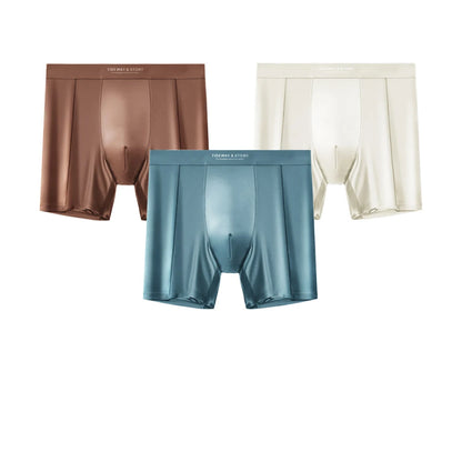 3PCS/Pack Luxury Satin-like Boxers Man Cool Ice Silk Antibacterial Breathable Quick-dry Underwear High Elastic