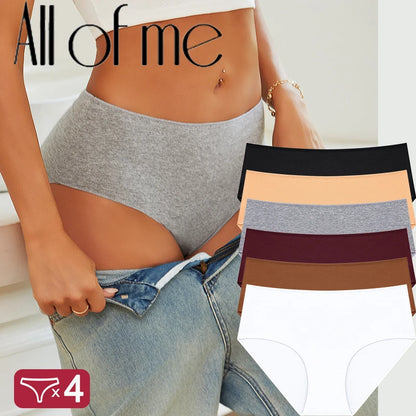 4Pcs/Set Comfort Cotton Panties Women High Waist Briefs Seamless Underwear Breathable Underpants Plus Size Panty S-2XL Intimates