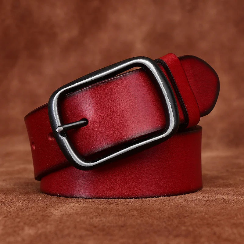 3.8CM Men High Quality Genuine Leather Belt Luxury Pin Buckle Belts Thick Cowskin Fashion Vintage Strap Male Jeans for Man