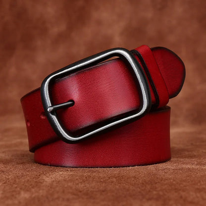 3.8CM Men High Quality Genuine Leather Belt Luxury Pin Buckle Belts Thick Cowskin Fashion Vintage Strap Male Jeans for Man