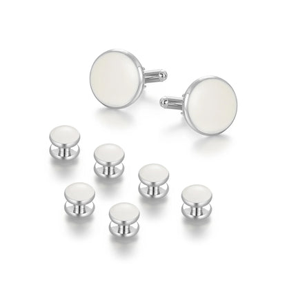 Solid Men's Cufflinks Studs Set for Tuxedo Minimalist Navy Blue Man Shirt Cufflinks for Men's Father Husband