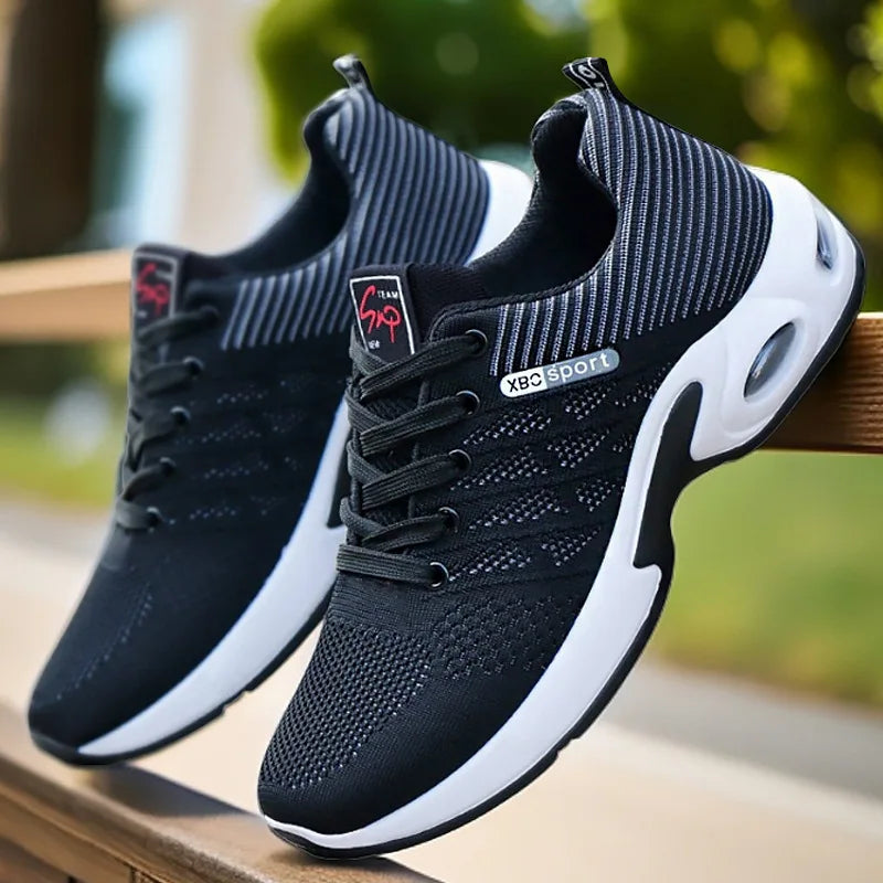 Men's casual sports shoes, breathable mesh lace-up versatile sports shoes