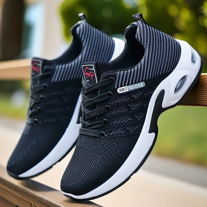 Men's casual sports shoes, breathable mesh lace-up versatile sports shoes