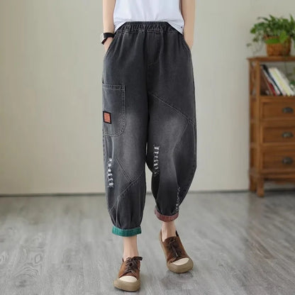 Loose Harlan Jeans Women's Denim Pants Middle-Aged Mom Trendy plus Size.