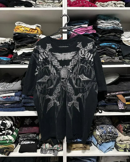 2000s Tapout T Shirt Punk Hip Hop Graphic Letter Print Oversized TShirt Womens Mens Round Neck Cotton Short Sleeve Tops Clothing