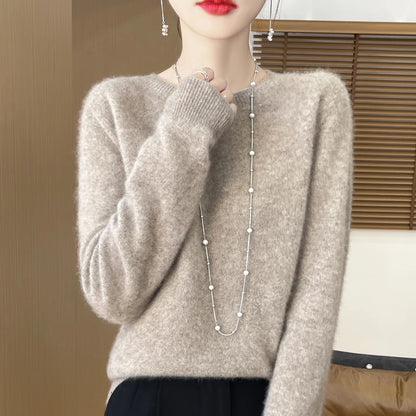 Women 100% Merino Wool Sweater New Fashion O-Neck Pullover Tops Basic Jumper Autumn Winter Woman Cashmere Sweater Knitted Blouse