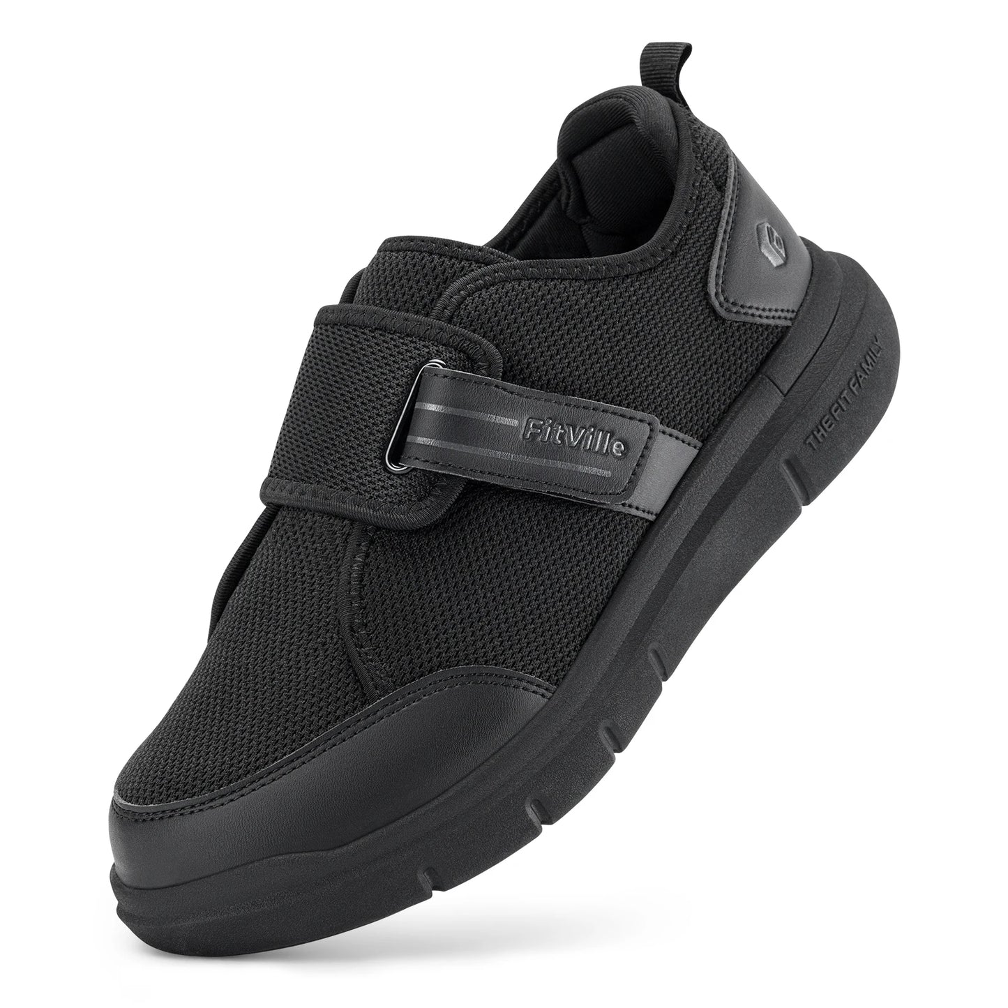 FitVille Diabetic Shoes for Men Extra Wide Hook and Loop Walking Shoes for Elderly for Swollen Feet Foot Pain Relief Neuropathy