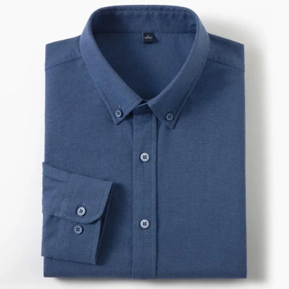 Men's Slim-Fit Oxford Cotton Shirt: Long Sleeves, Casual Breathable Fabric, Exquisite Craftsmanship, Brand with OEM Processing