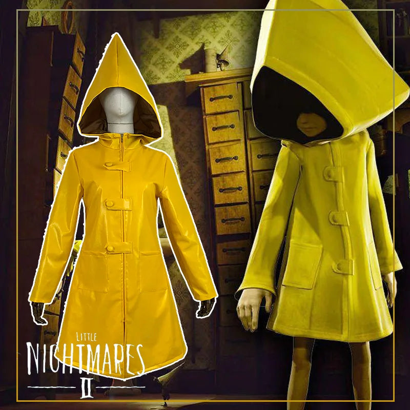 Little Nightmares Six Cosplay Costume Little Nightmare Yellow Raincoat PU Leather Cloak for Adults Halloween Costumes