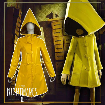 Little Nightmares Six Cosplay Costume Little Nightmare Yellow Raincoat PU Leather Cloak for Adults Halloween Costumes