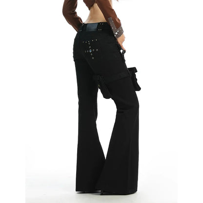 American Sle Spicy Girl Micro Flared Workwear Jeans Women Design Casual Versatile Slimming Floor-Length Pants INS