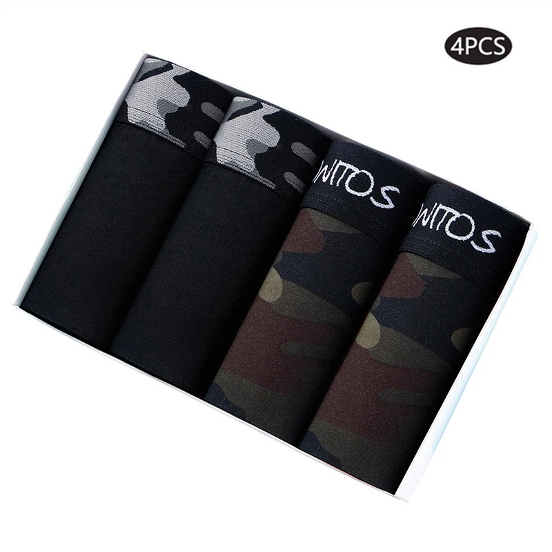 4pcs print Boxer's man underwear sexy soft cotton underpants men boxer briefs shorts BONITOS Brand High Quality