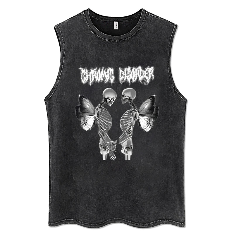 Y2K Tanks Tops for Men Women 100% Cotton Vintage Black Men's Clothing Hip Hop Punk Rock Sleeveless Tshirts Gothic Vests