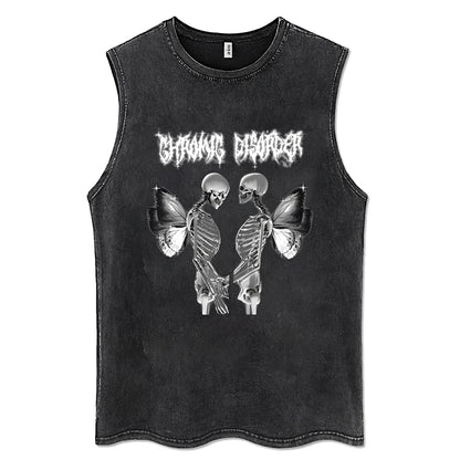 Y2K Tanks Tops for Men Women 100% Cotton Vintage Black Men's Clothing Hip Hop Punk Rock Sleeveless Tshirts Gothic Vests