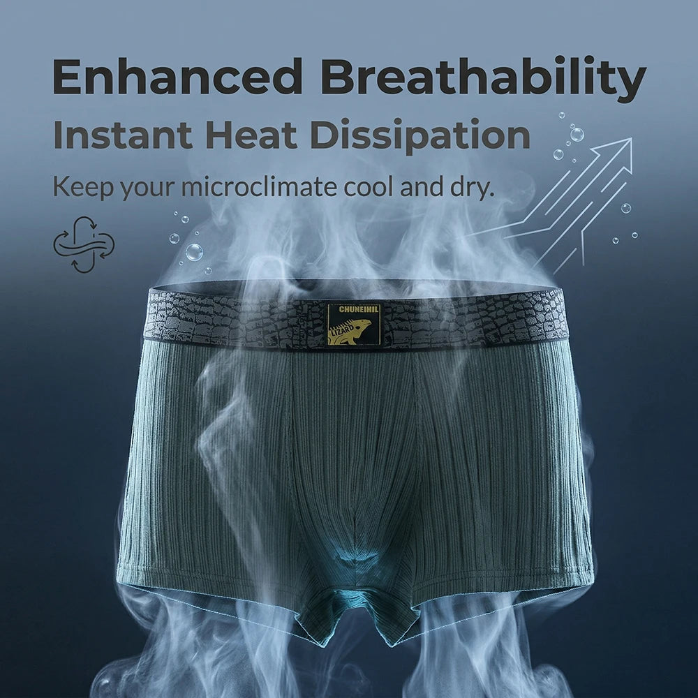 3PCS/Pack Luxury Solid Striped 95% Cotton Knit Underwear Arrival for Man Breathable Mesh Crotch Boxers Super Soft