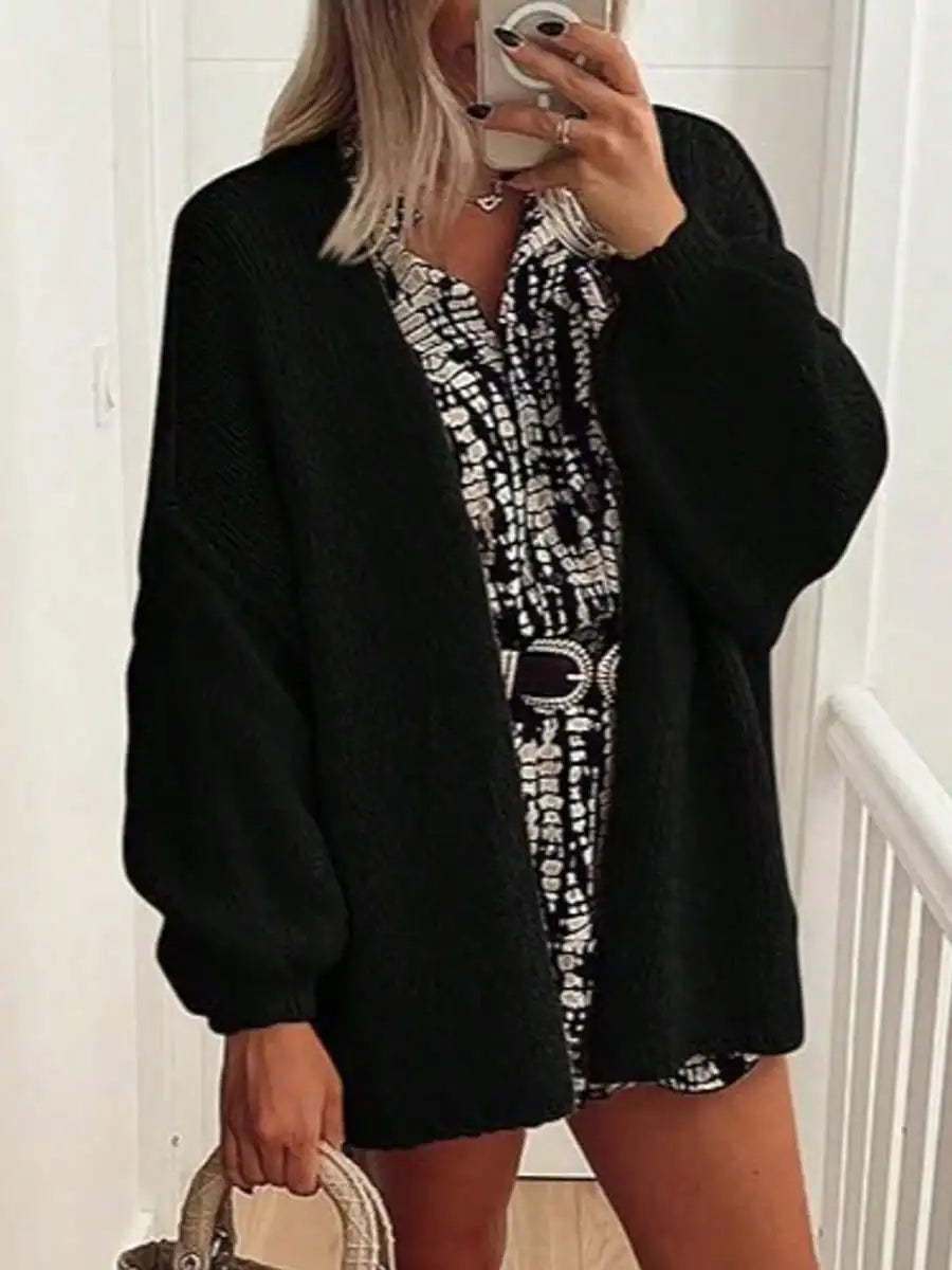 Cardigan Sweaters For Women Oversized Fall Long Sleeve Lightweight Knit Cardigans Winter Clothing Open Front Solid Color Crochet Lantern Sleeve Coat