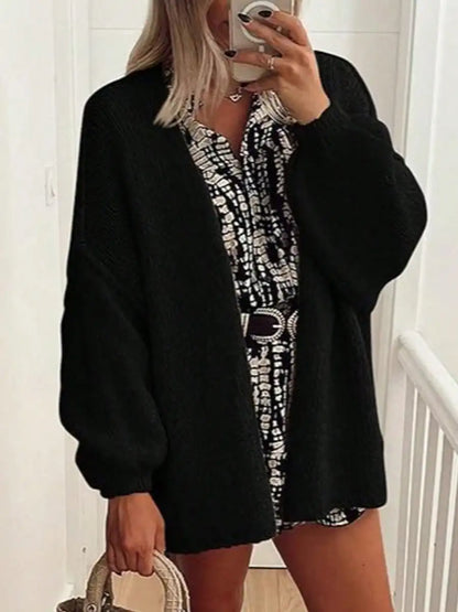 Cardigan Sweaters For Women Oversized Fall Long Sleeve Lightweight Knit Cardigans Winter Clothing Open Front Solid Color Crochet Lantern Sleeve Coat